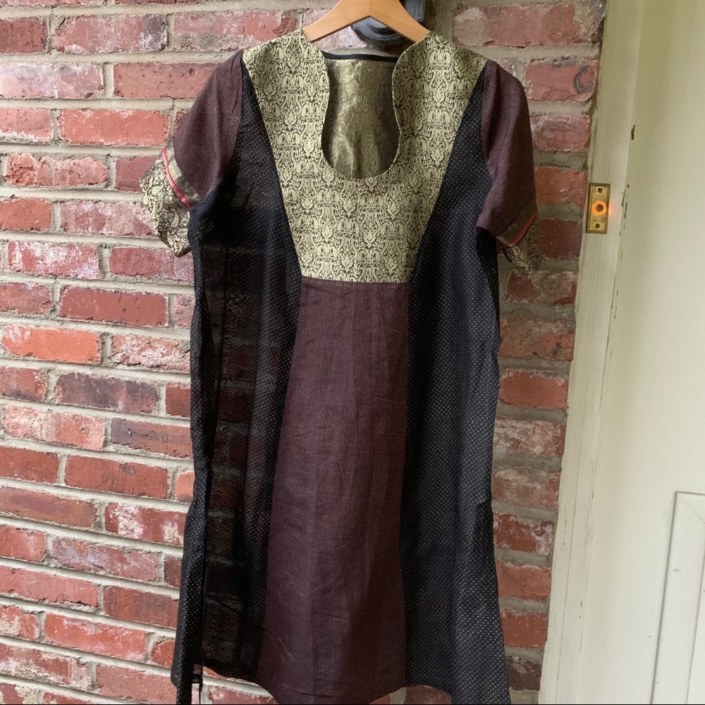 Black, maroon, woven gold DRESS KURTA Chest 40”